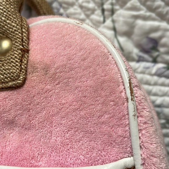 Vintage RARE Juicy Couture light pink terry/raffia make up bag/purse. - Picture 3 of 12